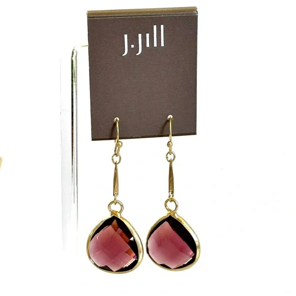 J. JILL Purple Crystal & Gold Drop Earrings | NWT - Picture 4 of 4